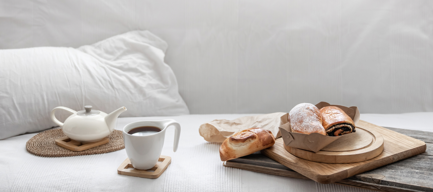 Fresh coffee on a tray